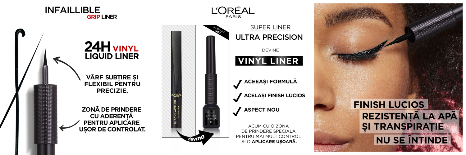 Tus lichid pentru ochi Infaillible Grip Linner 24h, Vinyl Black, 3 ml, Loreal Paris